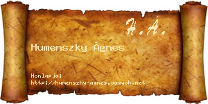 Humenszky Ágnes névjegykártya