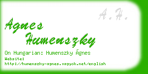 agnes humenszky business card